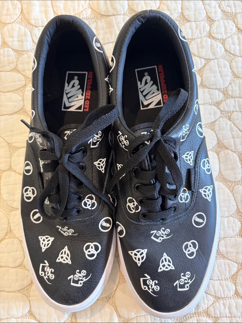 Led Zeppelin Vans Black Lace-Up Sneakers with White sz 10.5